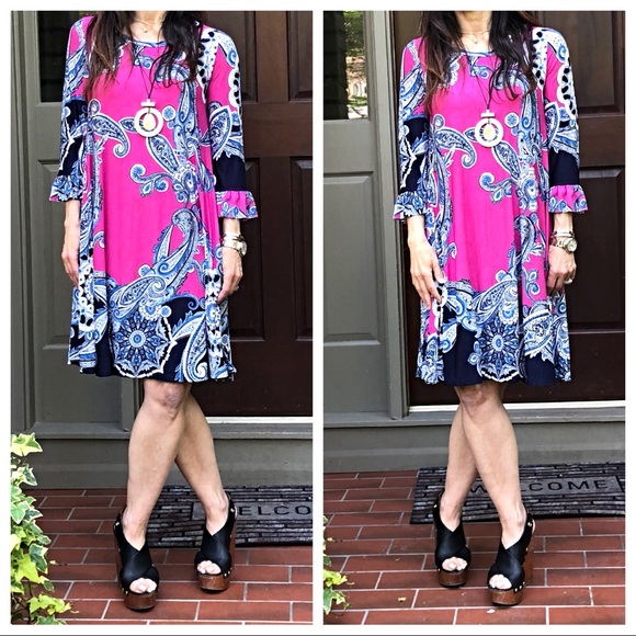 Beautiful side pocket ruffle sleeves swing dress - Picture 4 of 6